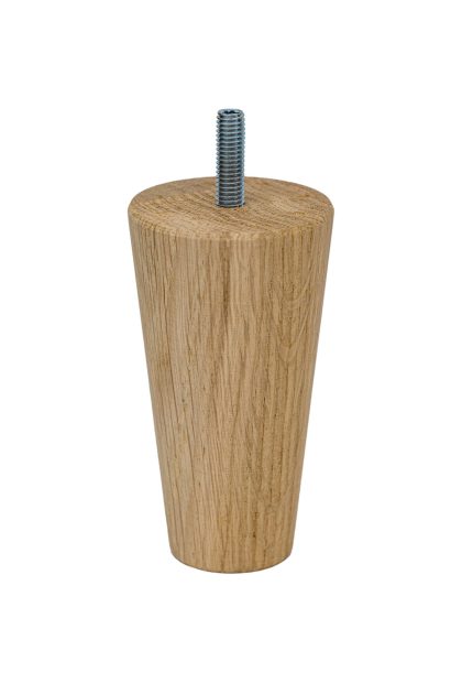 Dębowa noga stożkowa, noga meblowa toczona z wkręconą śrubą