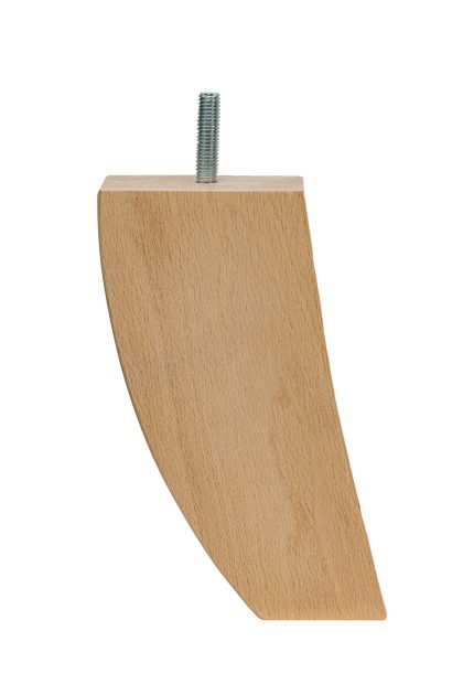 Drewniana noga meblowa z drewna bukowego, z wkręconą śrubą, w kolorze naturalnym