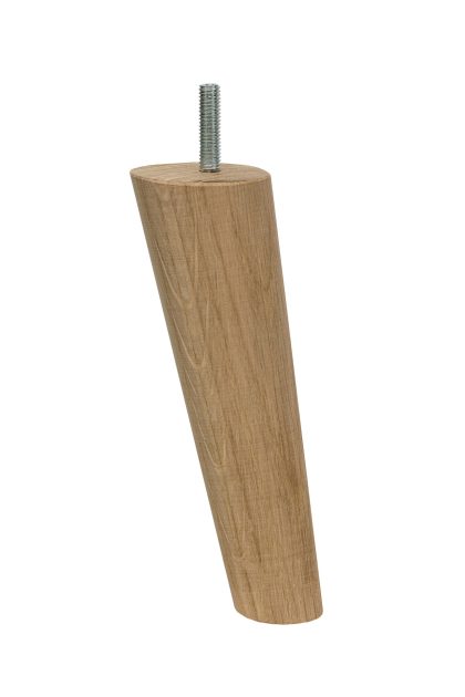 Dębowa noga skośna, toczony stożek do mebli toczona, z wkręconą śrubą