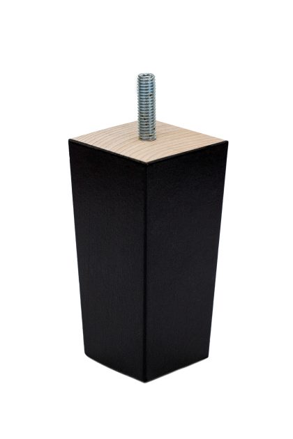 Drewniana noga meblowa z drewna bukowego, o kształcie piramidy, w kolorze czarnym