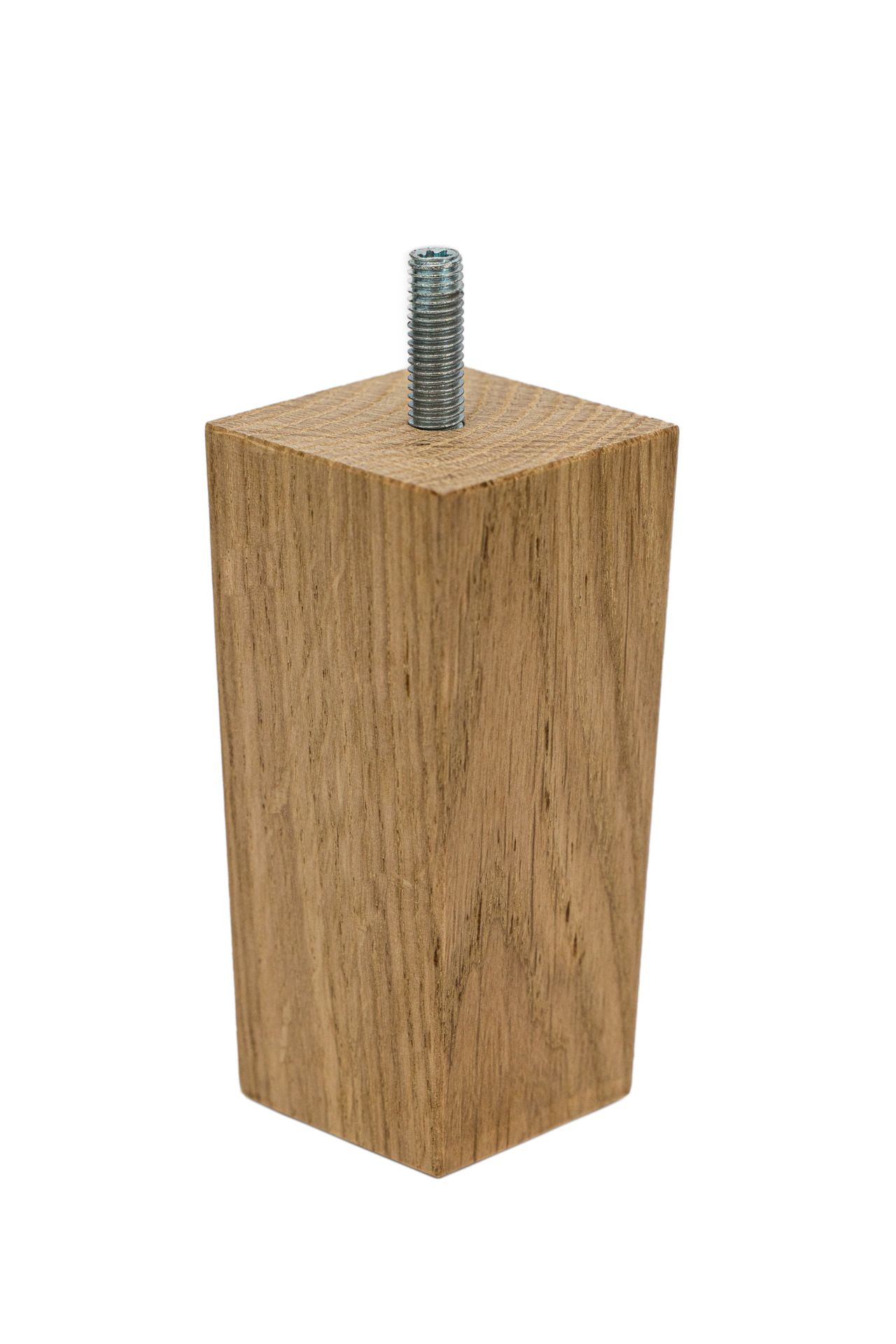 Noga piramida drewniana meblowa, z drewna dębowego, w kolorze naturalnym, z wkręconą śrubą