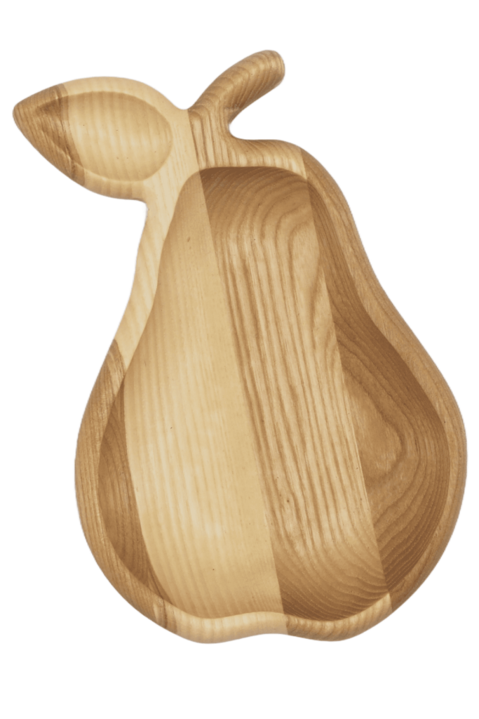 Drewniana miska na przekąski o kształcie gruszki