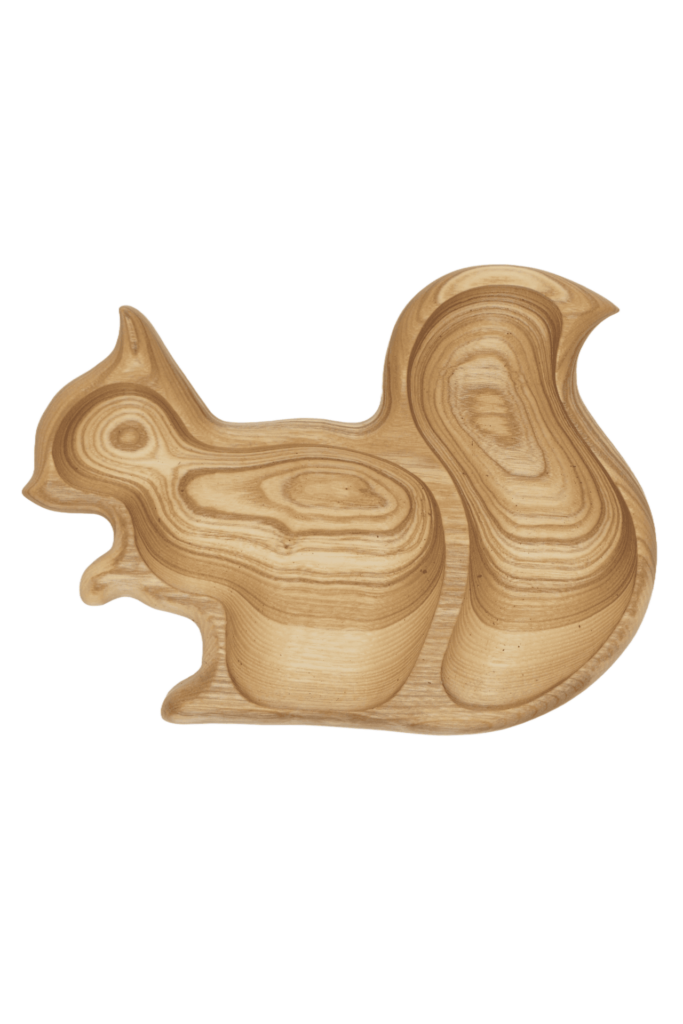 Ekologiczne naczynie drewniana miska na przekąski o kształcie wiewiórki
