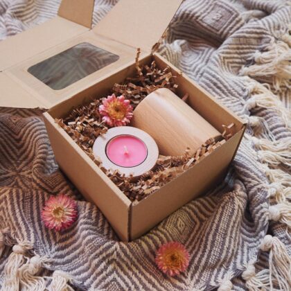 WD2010 - Zestaw prezentowy 10 - Świecznik walec 2 szt. buk lakierowany