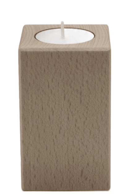 Drewniany świecznik kostka na świecę podgrzewacz typu tealight, o naturalnym kolorze drewna bukowego