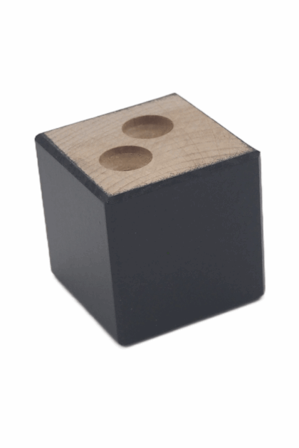 Noga meblowa w kształcie kostki bukowa, w kolorze czarnym
